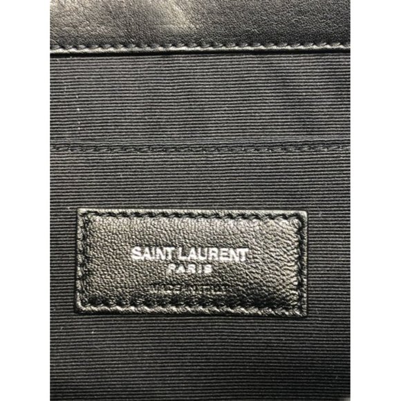 SAINT LAURENT Rive Gauche Black Canvas Clutch - Picture 10 of 12